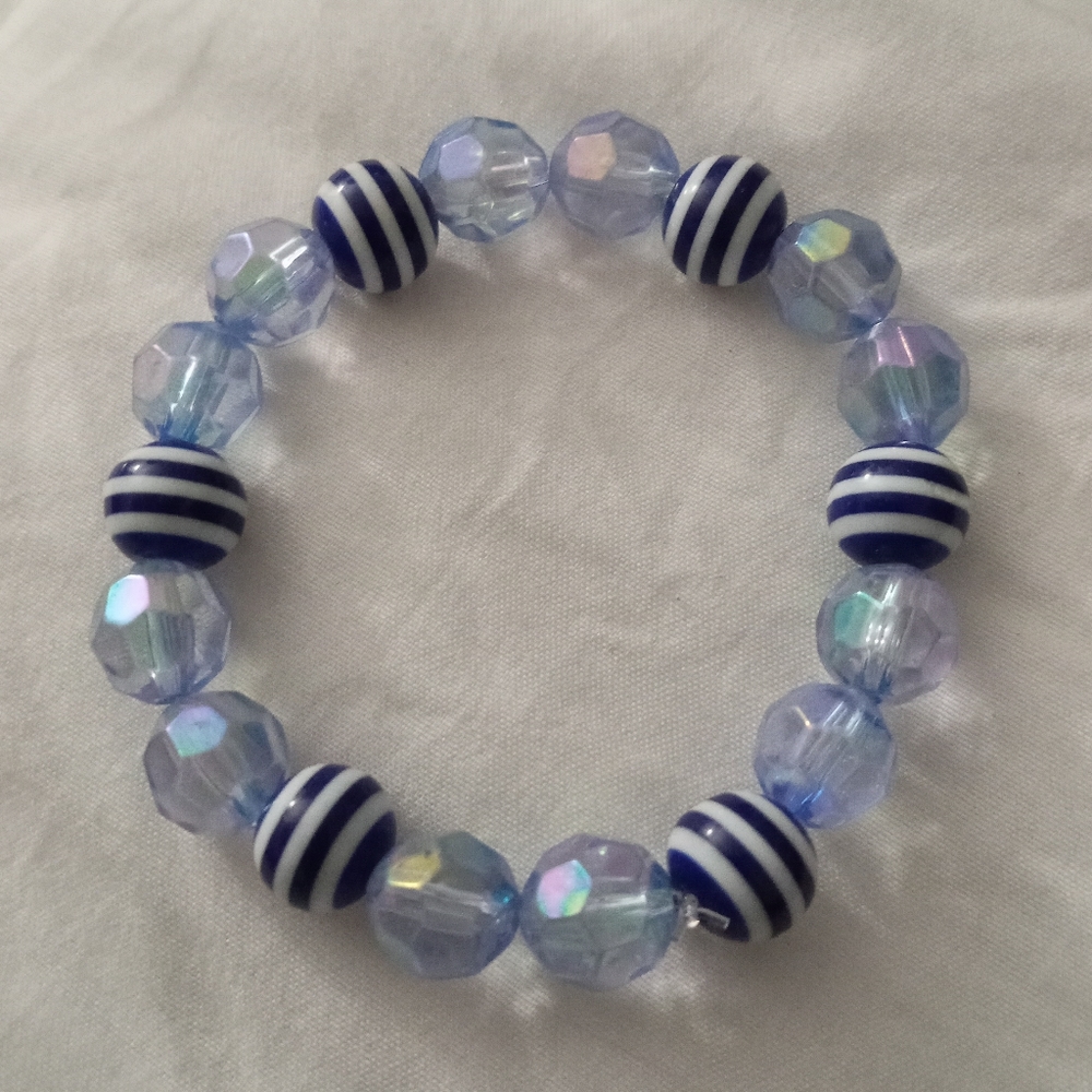 New hand crafted pastel blue beaded statement bracelet